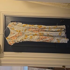 L Faux Wrap Floral Flutter Sleeve dress with Pockets